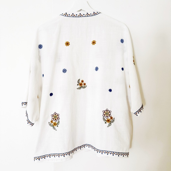 Zara Womens Floral Embroidered Kimono Top 2025 Boho Retro Collection - Picture 10 of 10